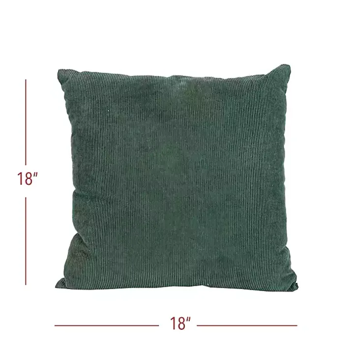 Emerald Velvet Corduroy Throw Pillow