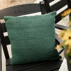 Emerald Woven Geo Stripe Indoor/Outdoor Pillow