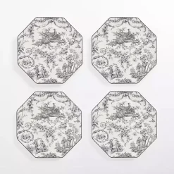 Emery Black Toile Salad Plates, Set of 4