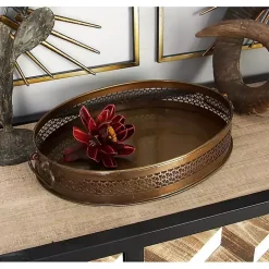 Engraved Metal Mandala Trays, Set of 2