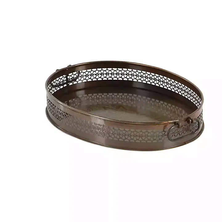 Engraved Metal Mandala Trays, Set of 2