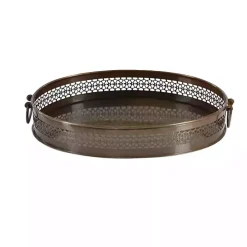 Engraved Metal Mandala Trays, Set of 2