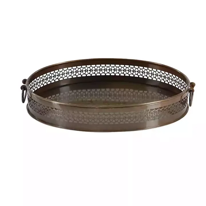 Engraved Metal Mandala Trays, Set of 2