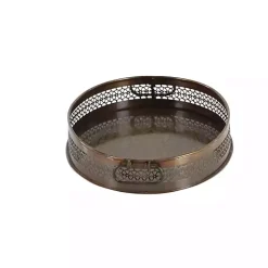 Engraved Metal Mandala Trays, Set of 2