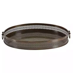 Engraved Metal Mandala Trays, Set of 2