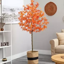 Fall Maple Tree in Woven Planter, 6 ft.