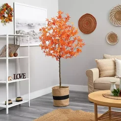 Fall Maple Tree in Woven Planter, 6 ft.