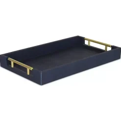Faux Leather Navy Blue Tray