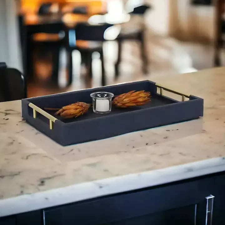 Faux Leather Navy Blue Tray