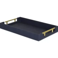 Faux Leather Navy Blue Tray