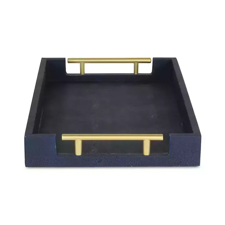 Faux Leather Navy Blue Tray