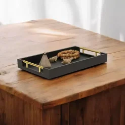 Faux Leather Snakeskin Black Tray