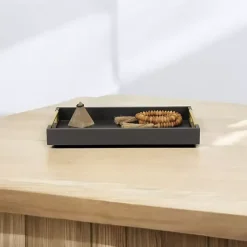 Faux Leather Snakeskin Black Tray