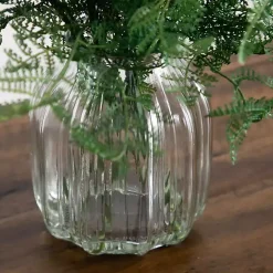 Fern Arrangement in Textured Glass Vase