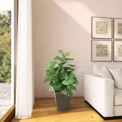 Fiddle Leaf Fig Tree in Black Planter, 4 ft.