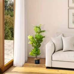 Fiddle Leaf Fig Tree in Black Pot, 4 ft.