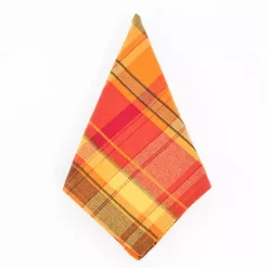 Fire Orange Plaid Harvest Napkins, Set of 4