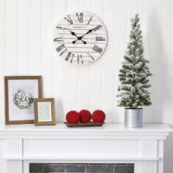 Flocked Pine Tree in Tin Can Planter