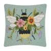 Floral Bee Hooked Throw Pillow