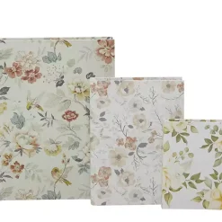 Floral Canvas Book Boxes, Set of 3