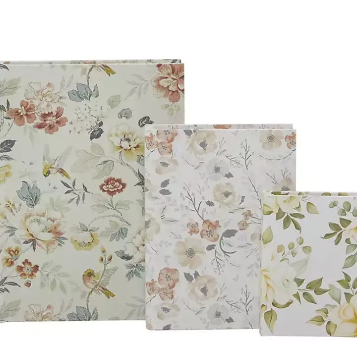 Floral Canvas Book Boxes, Set of 3