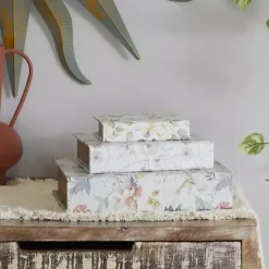 Floral Canvas Book Boxes, Set of 3