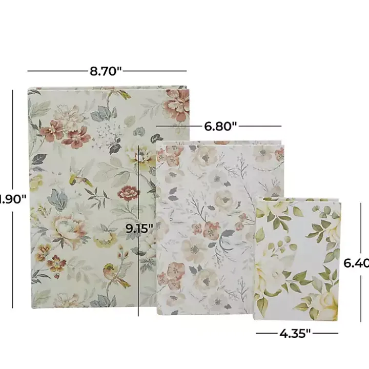Floral Canvas Book Boxes, Set of 3