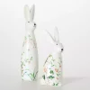 Floral Ceramic Bunny Figurines, Set of 2