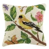 Floral Goldfinch Hooked Wool Pillow