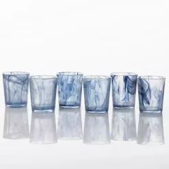 Fortessa Blue Swirl Short Glasses, Set of 6