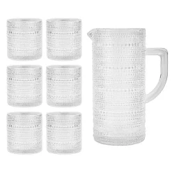 Fortessa Clear Bead Glasses and Pitcher, Set of 7