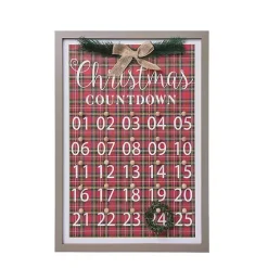 Framed Christmas Countdown Plaid Wall Plaque