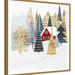 Framed Winter Landscape Christmas Canvas Art Print