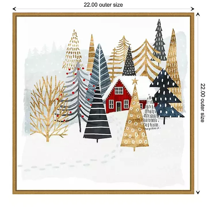 Framed Winter Landscape Christmas Canvas Art Print