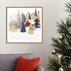 Framed Winter Landscape Christmas Canvas Art Print