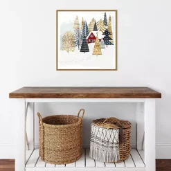 Framed Winter Landscape Christmas Canvas Art Print