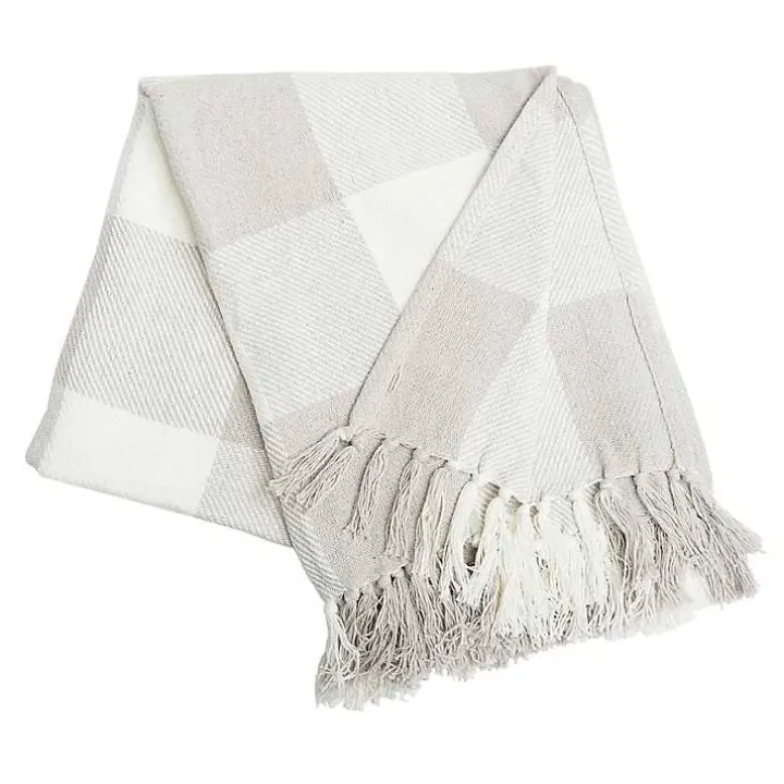 Franklin Light Gray Buffalo Check Throw