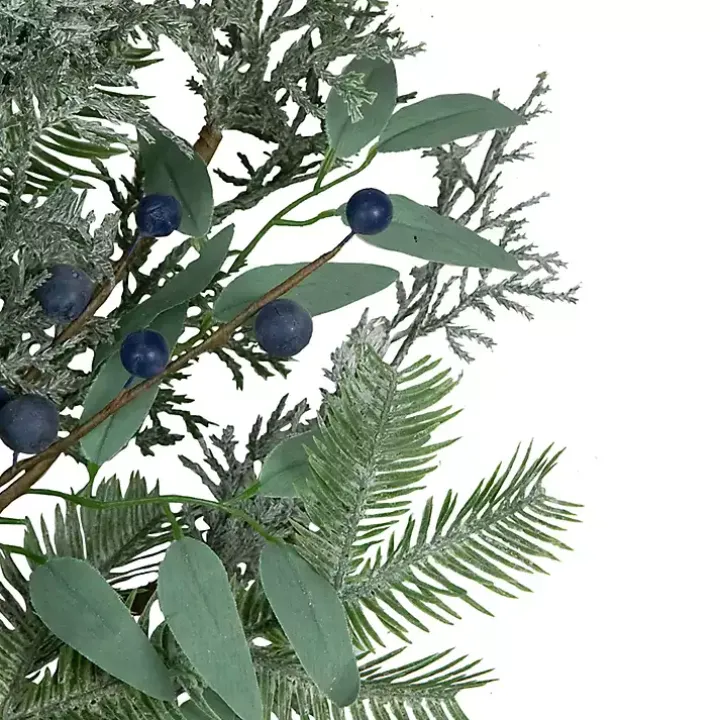 Frosted Foliage and Blueberries Wreath