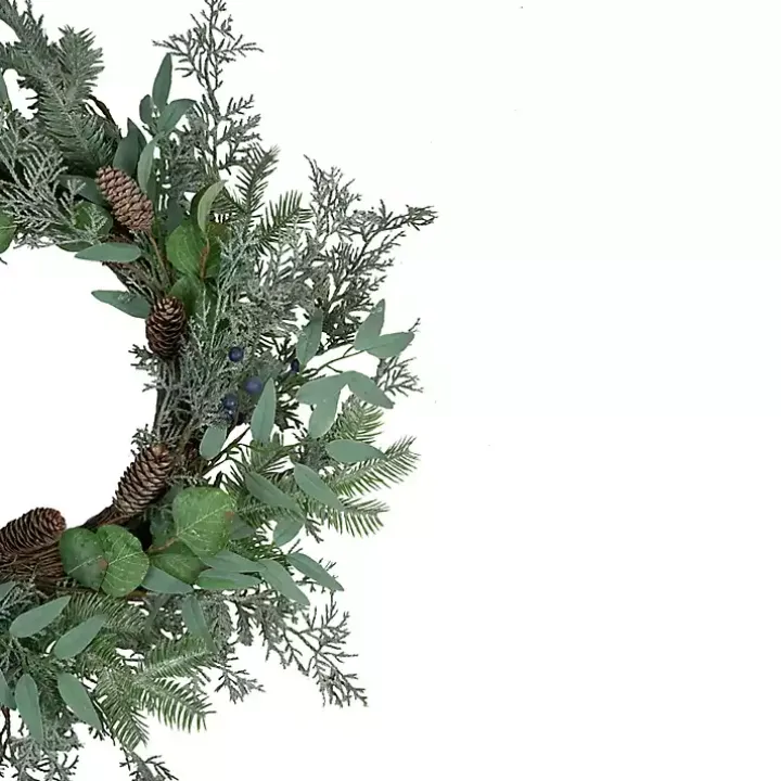 Frosted Foliage and Blueberries Wreath