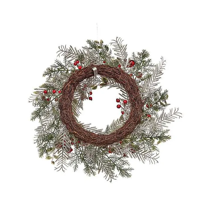 Frosted Silver Berries and Ornaments Wreath