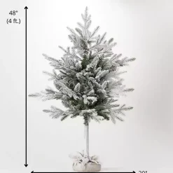 4ft. Flocked Pine Christmas Tree in Burlap Sack