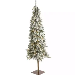6 ft. Flocked Pre-Lit Alpine Christmas Tree