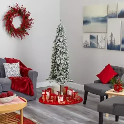 6 ft. Flocked Pre-Lit Alpine Christmas Tree