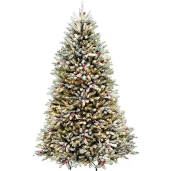 7.5 ft. Lit Flocked Dunhill Fir Christmas Tree