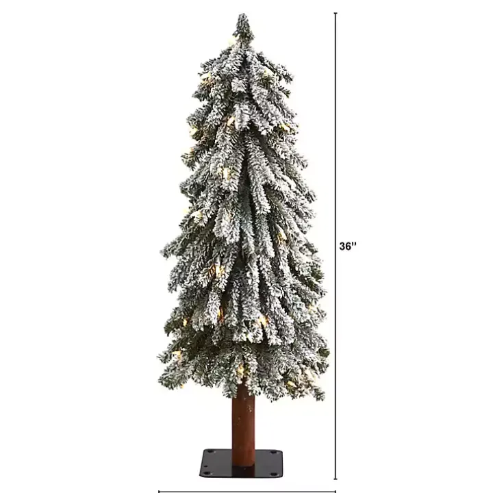 3 ft. Lit Flocked Grand Alpine Trunk Mini Tree