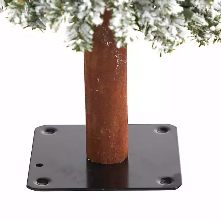 3 ft. Lit Flocked Grand Alpine Trunk Mini Tree