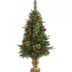4 ft. Pre-Lit Berry and Pine Cones Tree in Urn