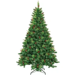 7 ft. Pre-Lit Berrywood Pine Christmas Tree