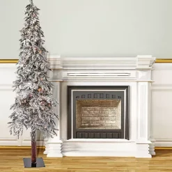 7 ft. Pre-Lit Flocked Elk Alpine Christmas Tree