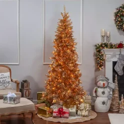 7.5 ft. Pre-Lit Gold Tinsel Christmas Tree